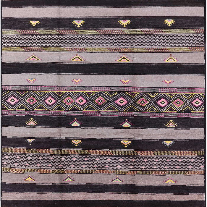 Square Machine Washable Industrial Modern Khaki Rose Pink Rug, wshurb1263