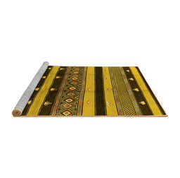 Sideview of Machine Washable Solid Yellow Modern Rug, wshurb1263yw