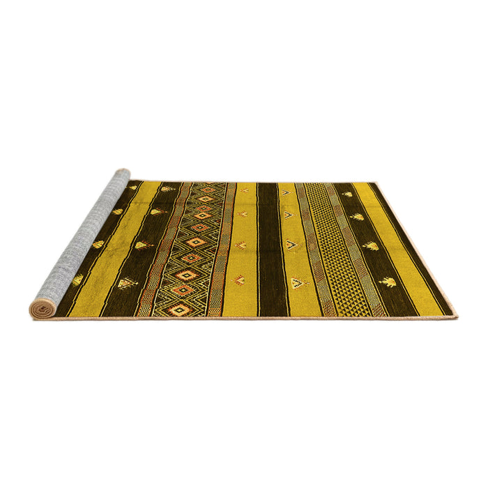 Sideview of Machine Washable Solid Yellow Modern Rug, wshurb1263yw