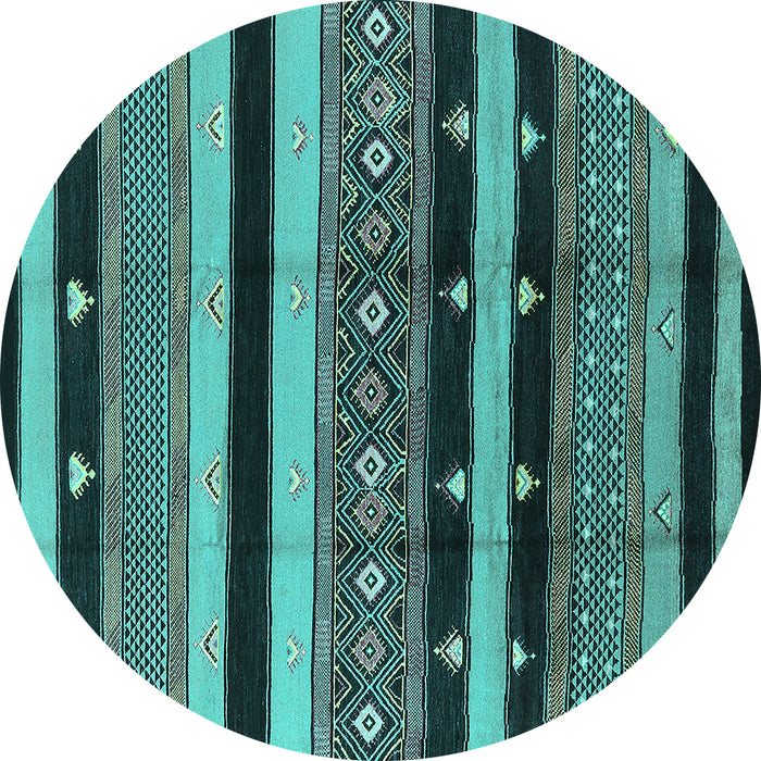 Round Solid Turquoise Modern Rug, urb1263turq