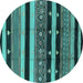 Round Solid Turquoise Modern Rug, urb1263turq