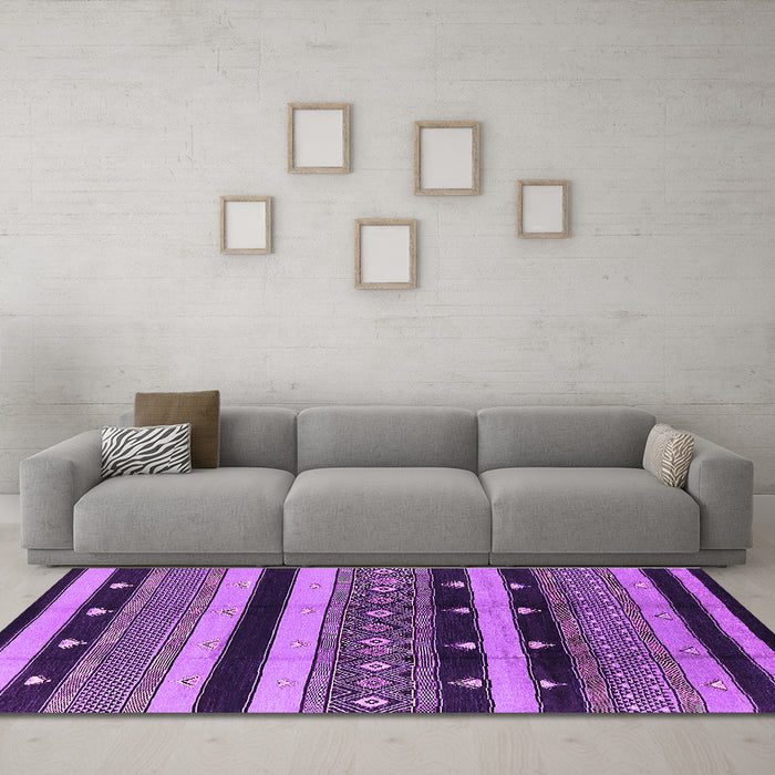 Machine Washable Solid Purple Modern Area Rugs in a Living Room, wshurb1263pur