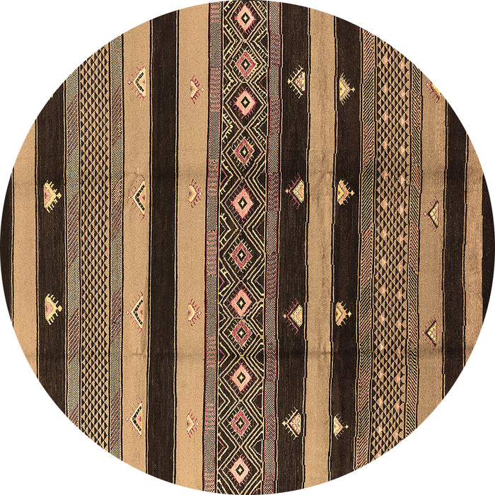 Round Machine Washable Solid Brown Modern Rug, wshurb1263brn