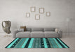 Machine Washable Solid Turquoise Modern Area Rugs in a Living Room,, wshurb1263turq