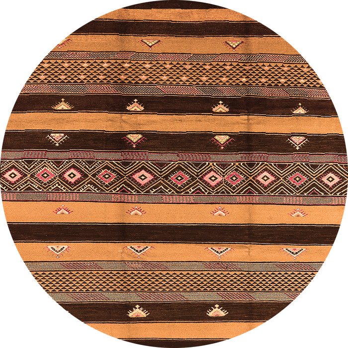 Round Solid Orange Modern Rug, urb1263org