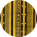 Round Solid Yellow Modern Rug, urb1263yw