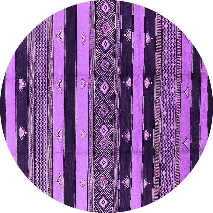 Round Machine Washable Solid Purple Modern Area Rugs, wshurb1263pur