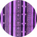 Round Machine Washable Solid Purple Modern Area Rugs, wshurb1263pur