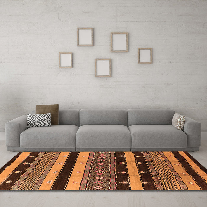 Machine Washable Solid Orange Modern Area Rugs in a Living Room, wshurb1263org