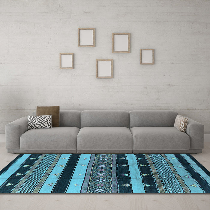 Machine Washable Solid Light Blue Modern Rug in a Living Room, wshurb1263lblu