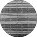 Round Machine Washable Solid Gray Modern Rug, wshurb1264gry