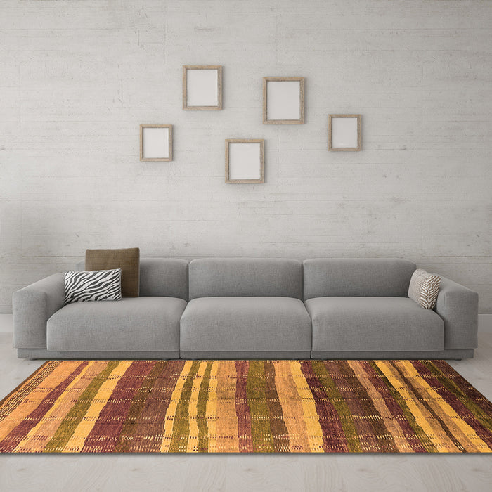 Machine Washable Solid Orange Modern Area Rugs in a Living Room, wshurb1264org