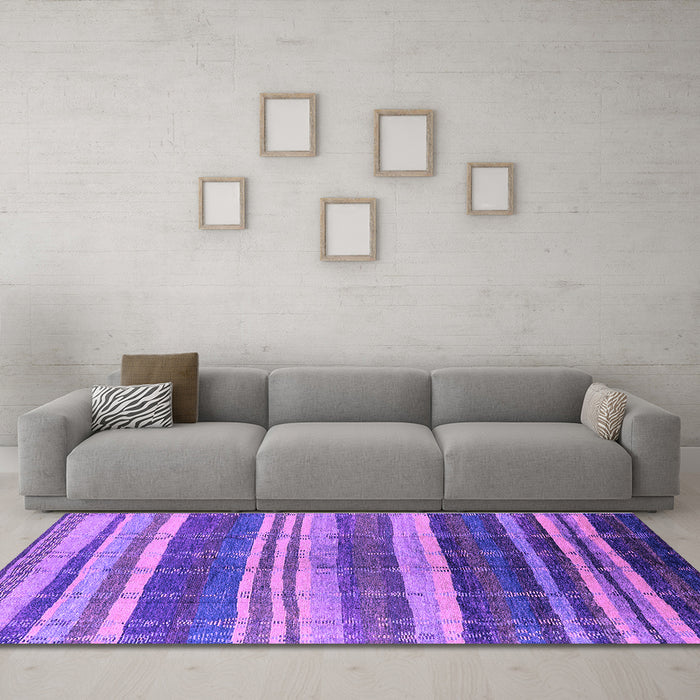 Machine Washable Solid Purple Modern Area Rugs in a Living Room, wshurb1264pur