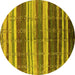 Round Machine Washable Solid Yellow Modern Rug, wshurb1264yw