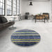 Round Machine Washable Industrial Modern Dark Sea Green Rug in a Office, wshurb1264