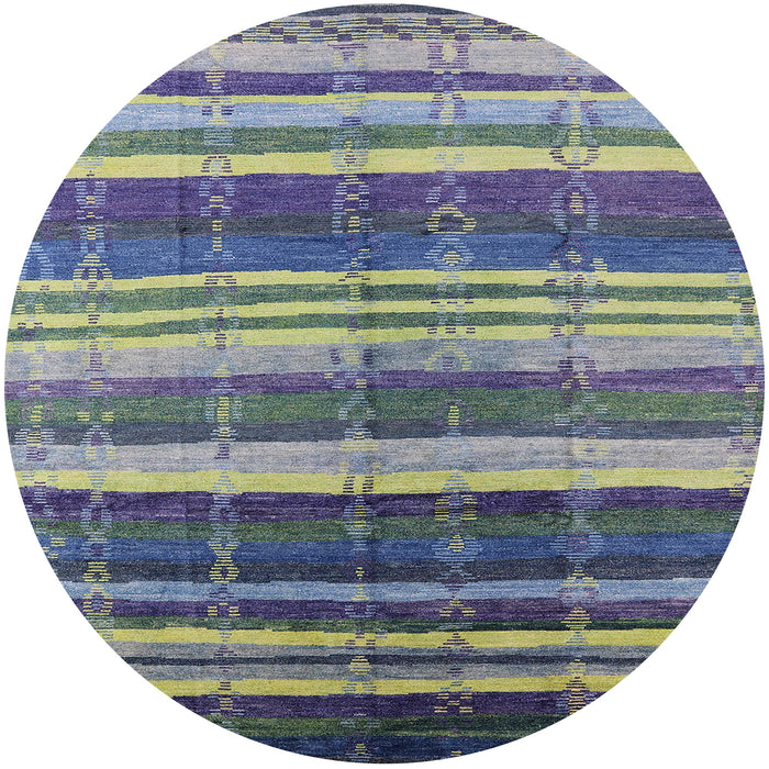 Round Mid-Century Modern Dark Sea Green Solid Rug, urb1264