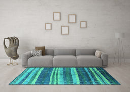 Machine Washable Solid Turquoise Modern Area Rugs in a Living Room,, wshurb1264turq