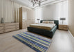 Mid-Century Modern Dark Sea Green Solid Rug in a Bedroom, urb1264