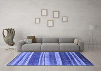 Machine Washable Solid Blue Modern Rug, wshurb1264blu