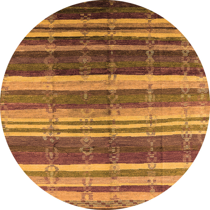 Round Machine Washable Solid Orange Modern Area Rugs, wshurb1264org