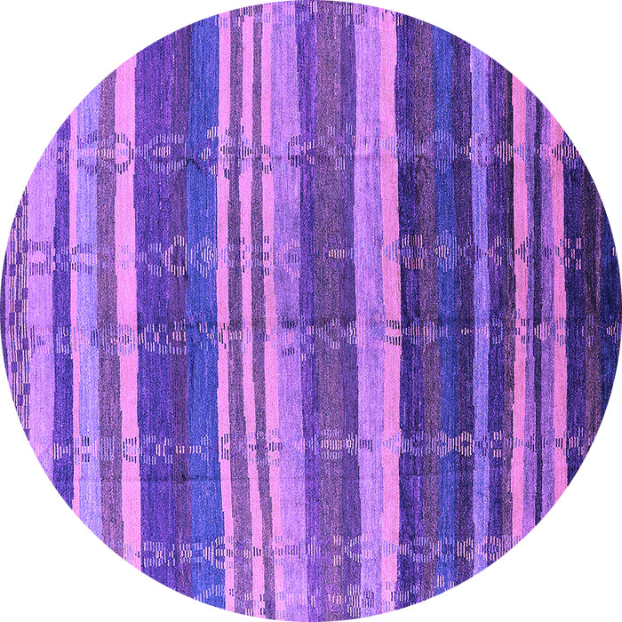 Round Machine Washable Solid Purple Modern Area Rugs, wshurb1264pur