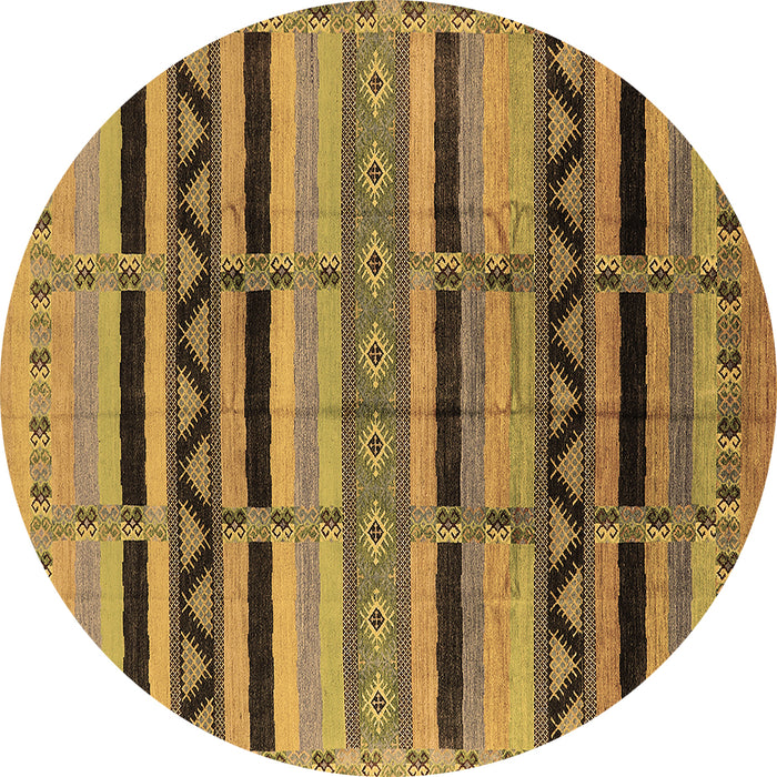 Round Machine Washable Solid Brown Modern Rug, wshurb1265brn