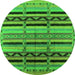 Round Machine Washable Solid Green Modern Area Rugs, wshurb1265grn