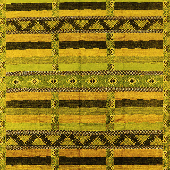 Machine Washable Solid Yellow Modern Rug, wshurb1265yw