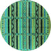 Round Machine Washable Solid Turquoise Modern Area Rugs, wshurb1265turq