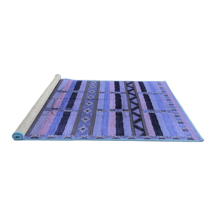 Sideview of Machine Washable Solid Blue Modern Rug, wshurb1265blu