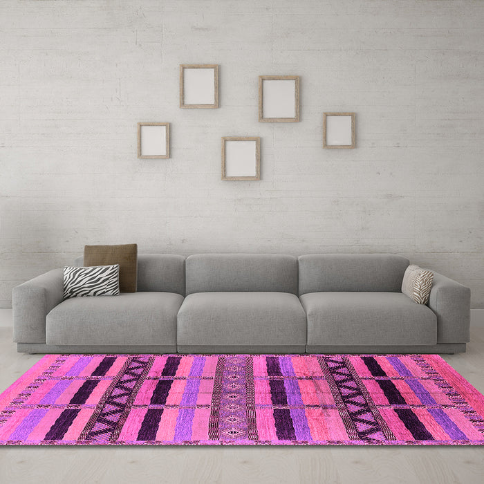 Machine Washable Solid Pink Modern Rug in a Living Room, wshurb1265pnk