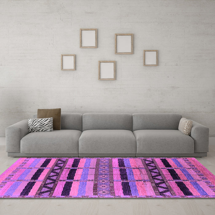 Machine Washable Solid Purple Modern Area Rugs in a Living Room, wshurb1265pur