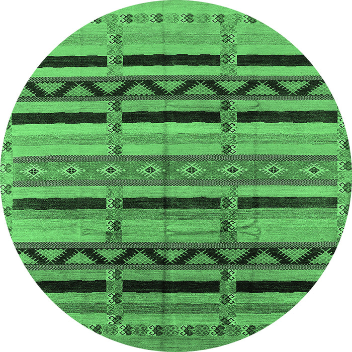 Round Solid Emerald Green Modern Rug, urb1265emgrn