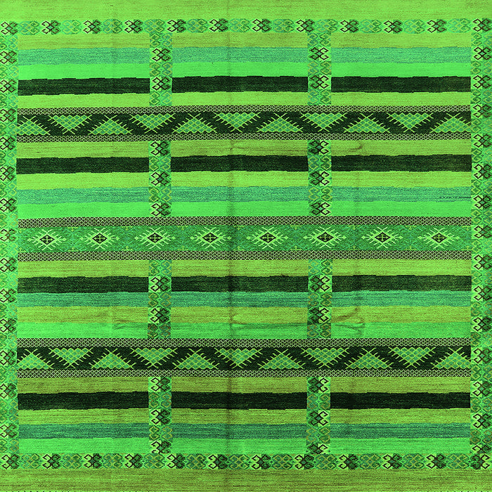 Square Machine Washable Solid Green Modern Area Rugs, wshurb1265grn