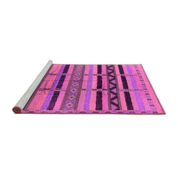Sideview of Machine Washable Solid Pink Modern Rug, wshurb1265pnk