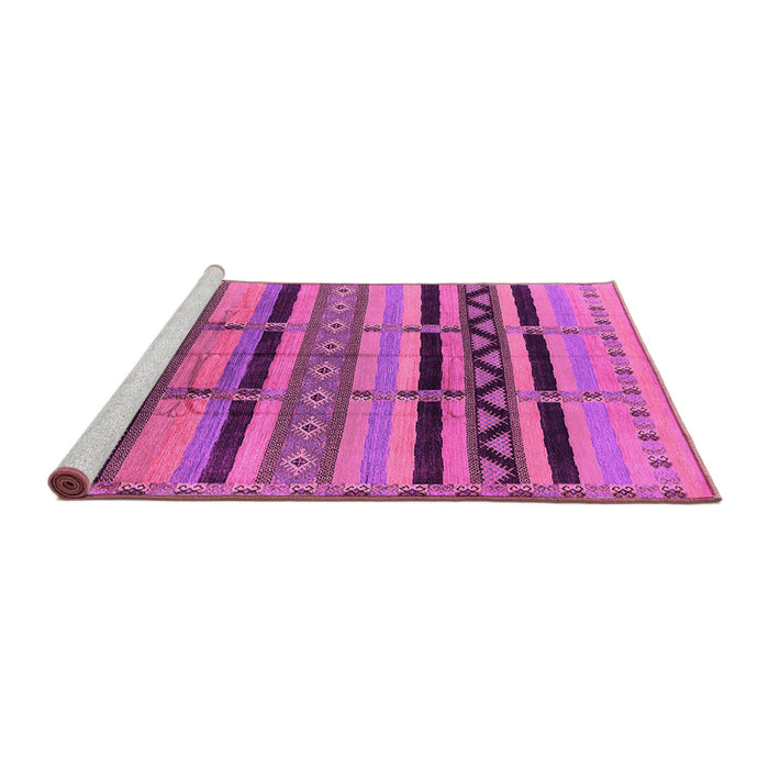 Sideview of Machine Washable Solid Pink Modern Rug, wshurb1265pnk