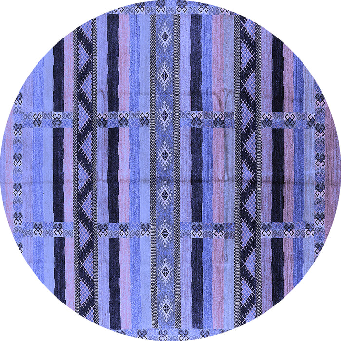 Round Machine Washable Solid Blue Modern Rug, wshurb1265blu