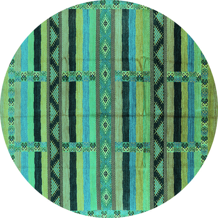 Round Solid Turquoise Modern Rug, urb1265turq