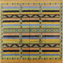 Square Machine Washable Industrial Modern Coffee Brown Rug, wshurb1265