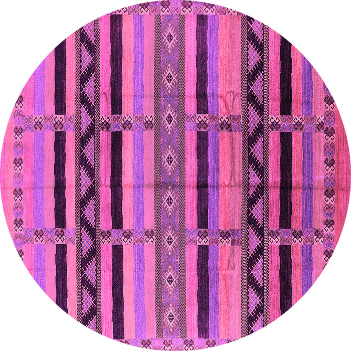 Round Machine Washable Solid Pink Modern Rug, wshurb1265pnk