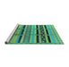 Sideview of Machine Washable Solid Turquoise Modern Area Rugs, wshurb1265turq