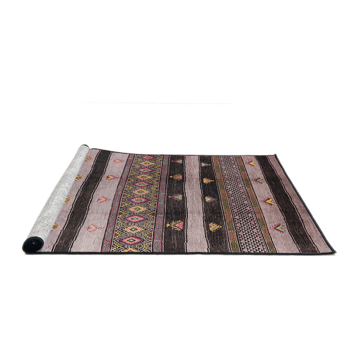 Sideview of Machine Washable Industrial Modern Burgundy Brown Rug, wshurb1266