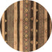 Round Solid Brown Modern Rug, urb1266brn