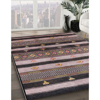 Mid-Century Modern Burgundy Brown Solid Rug, urb1266