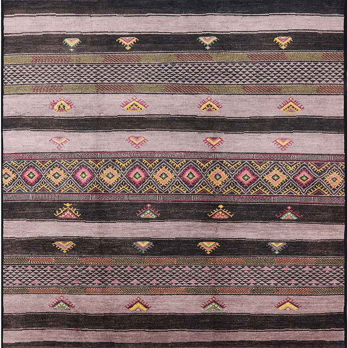 Square Mid-Century Modern Burgundy Brown Solid Rug, urb1266