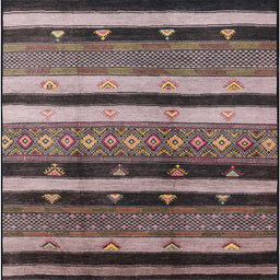 Square Machine Washable Industrial Modern Burgundy Brown Rug, wshurb1266