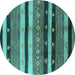 Round Solid Turquoise Modern Rug, urb1266turq