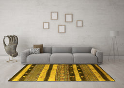 Machine Washable Solid Yellow Modern Rug in a Living Room, wshurb1266yw