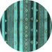 Round Machine Washable Solid Turquoise Modern Area Rugs, wshurb1266turq