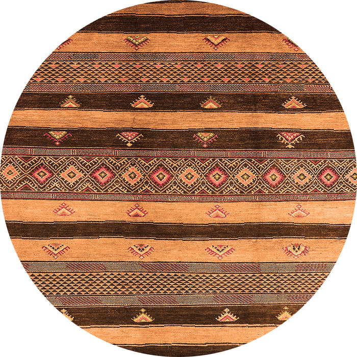 Round Solid Orange Modern Rug, urb1266org